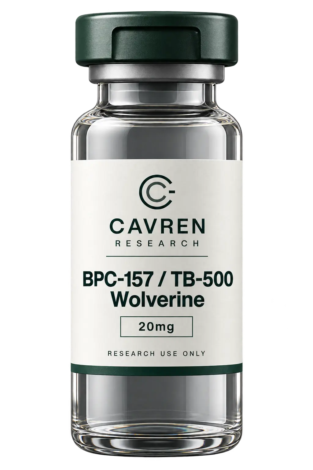 Cavren Research laboratory vial, BPC-157 / TB-500 Wolverine, 20mg
