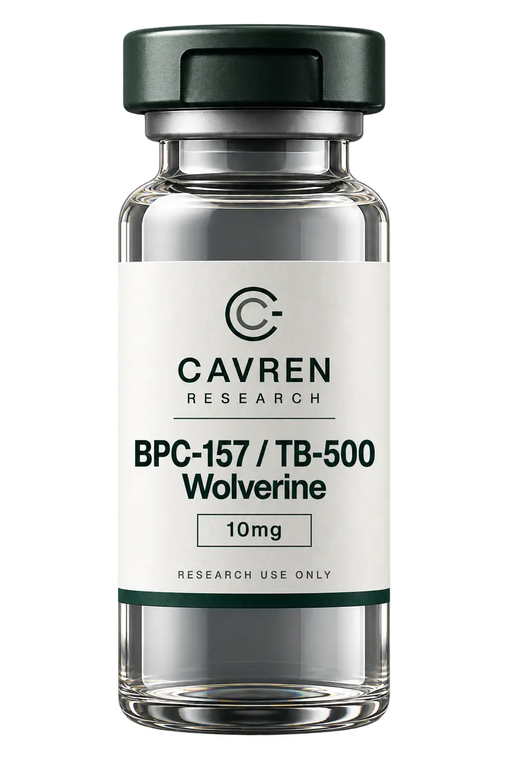 Cavren Research laboratory vial, BPC-157 / TB-500 Wolverine, 10mg